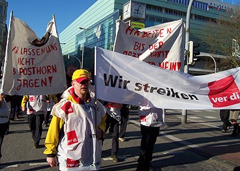 Warnstreik bei der Post in Kiel, 1.4.2008