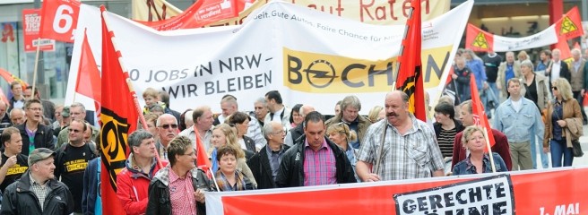 1. Mai 2012, Bochum: Die Kolleg/innen von Opel sind aktiv