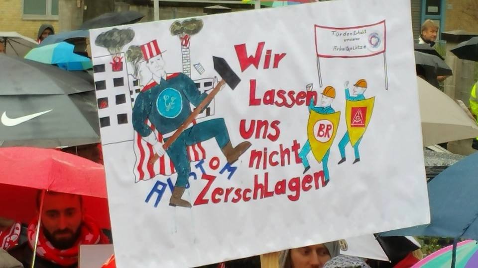 24.10.16, Mannheim-Käfertal: Kolleg/innen von General Electric kämpfen gegen Entlassungen