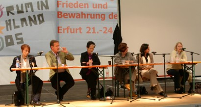 ver.di-Chef Bsirske beim Sozialforum 2005 in Erfurt