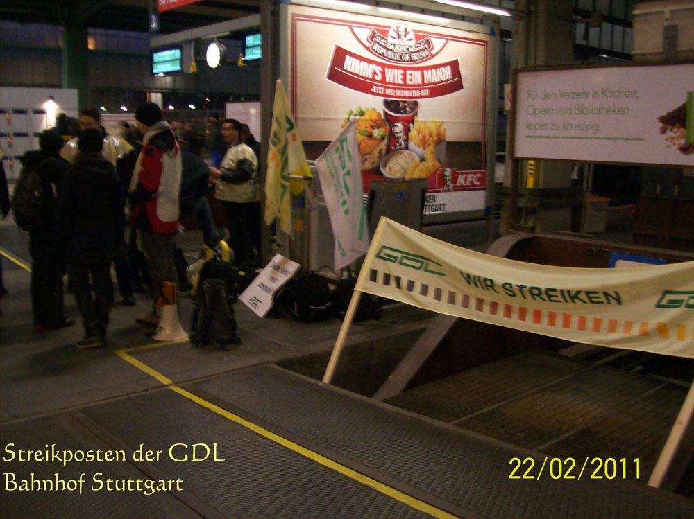 Streikposten der GDL, Stuttgart Februar 2011