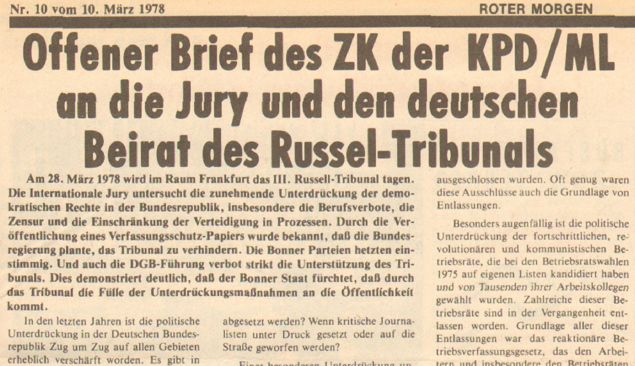 Berufsverbote, RM 1978