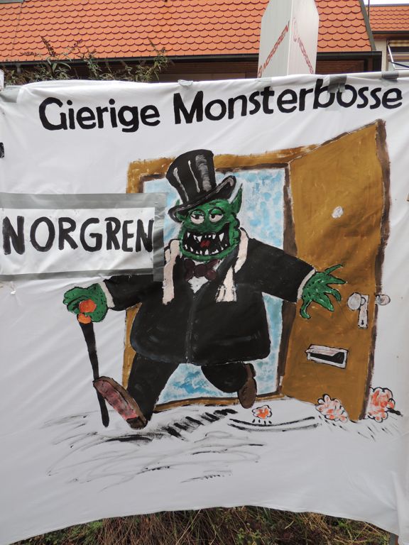 Ein Streikplakat der Kolleg/innen von Norgren