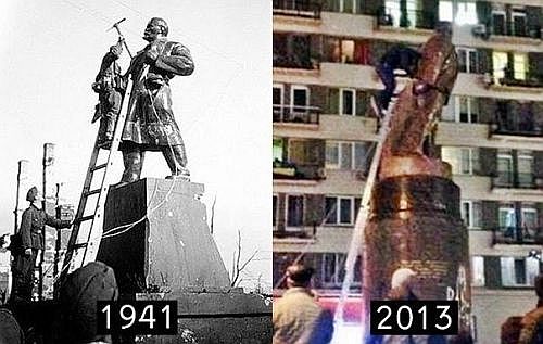 Ukraine 2013: Faschisten stürzen eine Leninstatue