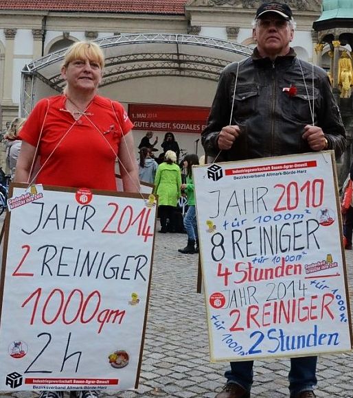 1.Mai 2014, Magdeburg: Protest gegen prekäre Arbeit