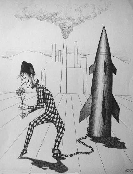 Hans Beck, Zeichnung: Der Narr und der Krieg
