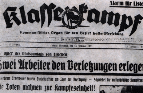 15.2.1933, Titelblatt von "Der Klassenkampf"