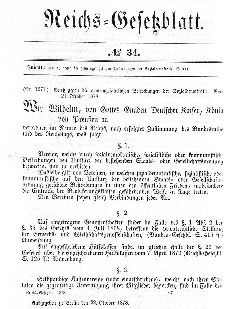 Sozialistengesetz 1878