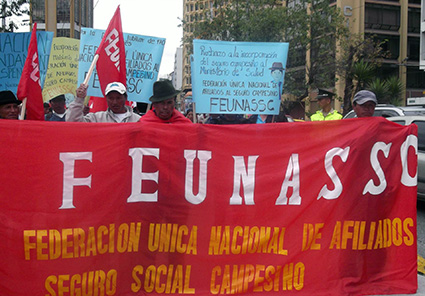 Ecuador, März 2015: Proteste gegen den Abbau der Sozialversicherung für Landarbeiter