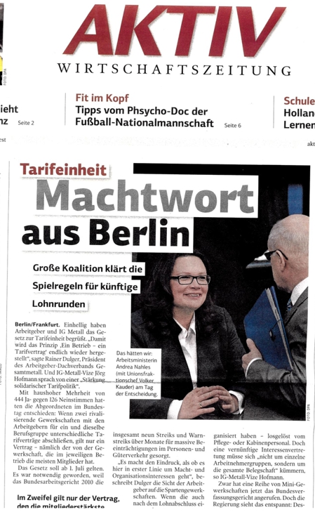 SPD-Arbeitsministerin wird vom Arbeitgeberblatt "Aktiv" gelobt