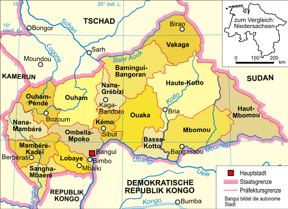 Karte Zentralafrikanische Republik