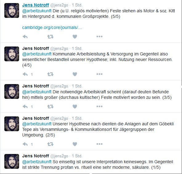 Twitter-Meldung von Jens Nortroff, Archäologe in Göbekli Tepe