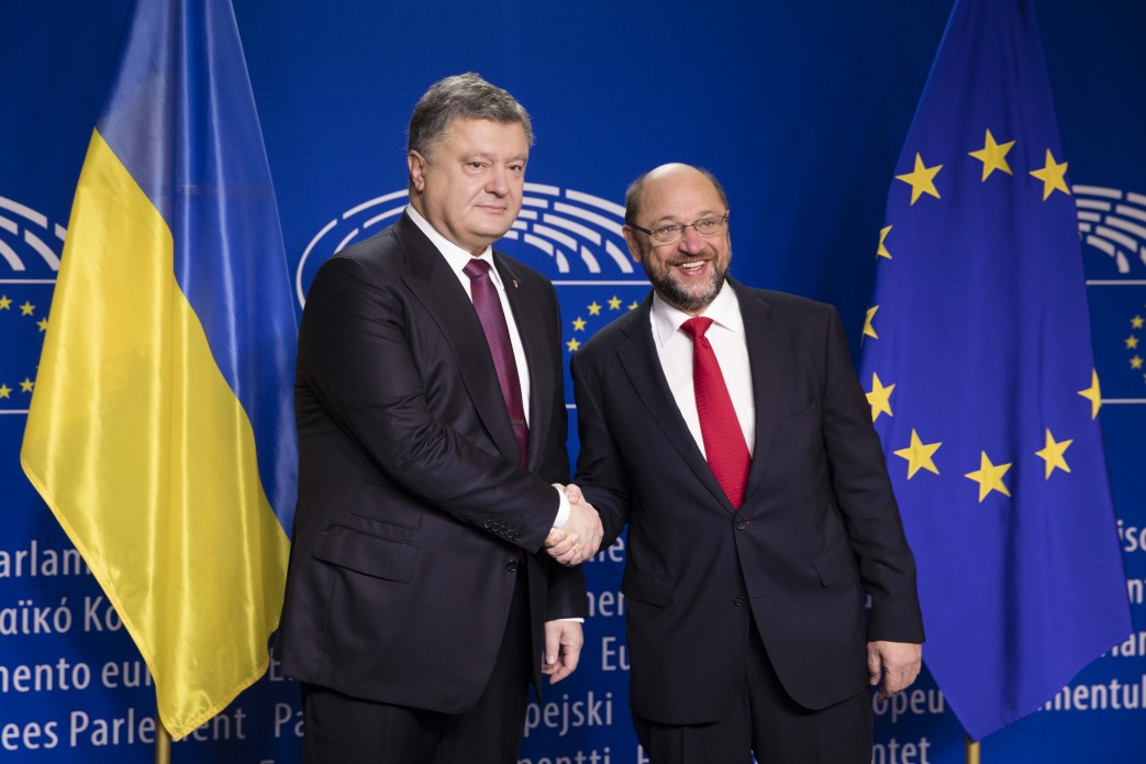 Martin Schulz, SPD und Petro Poroschenko