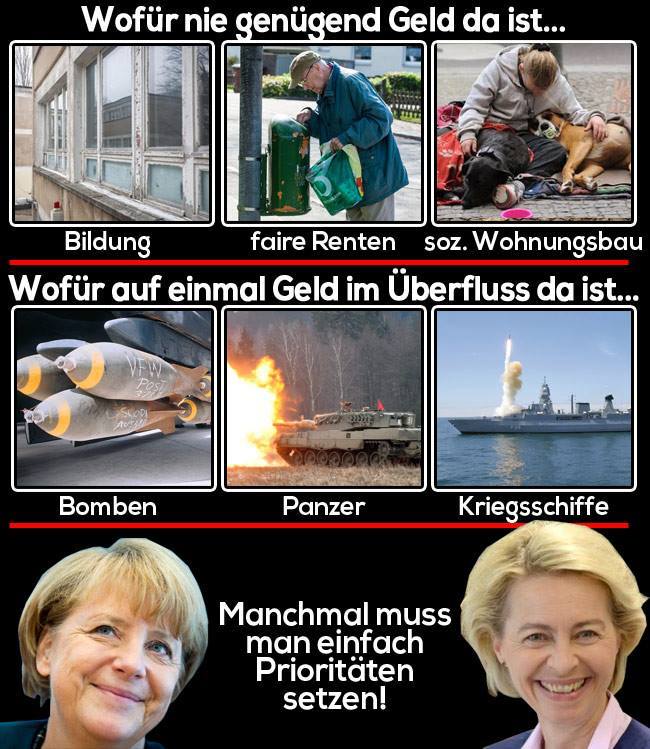 Für soziales - kein Geld! Für Aufrüstung immer!