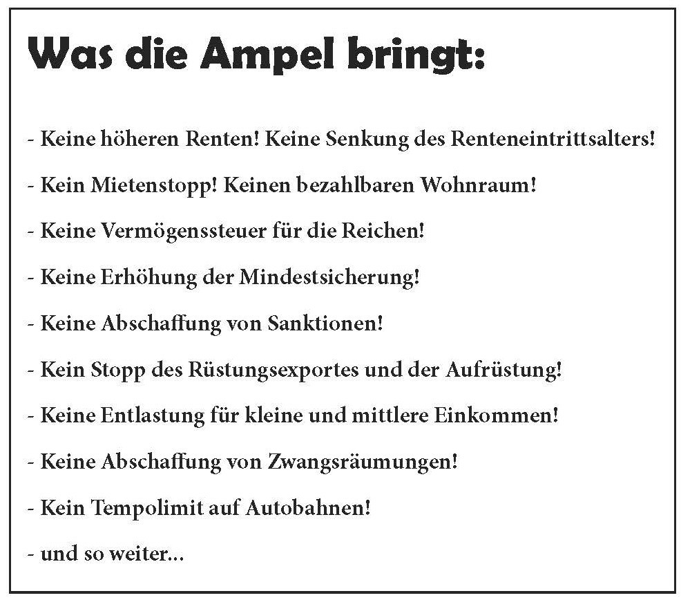 Für die Arbeiterklasse steht die Ampel auf rot!