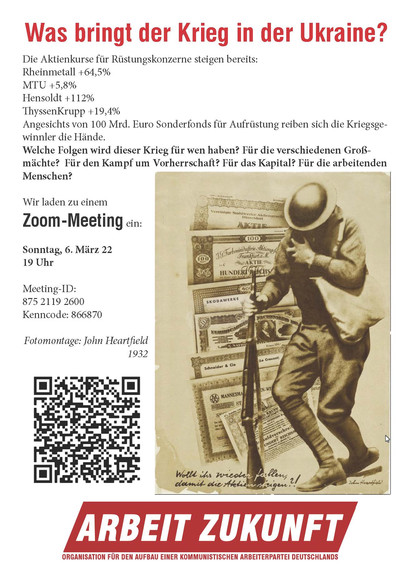 Zoom-Meeting: Was bringt der Krieg in der Ukraine?