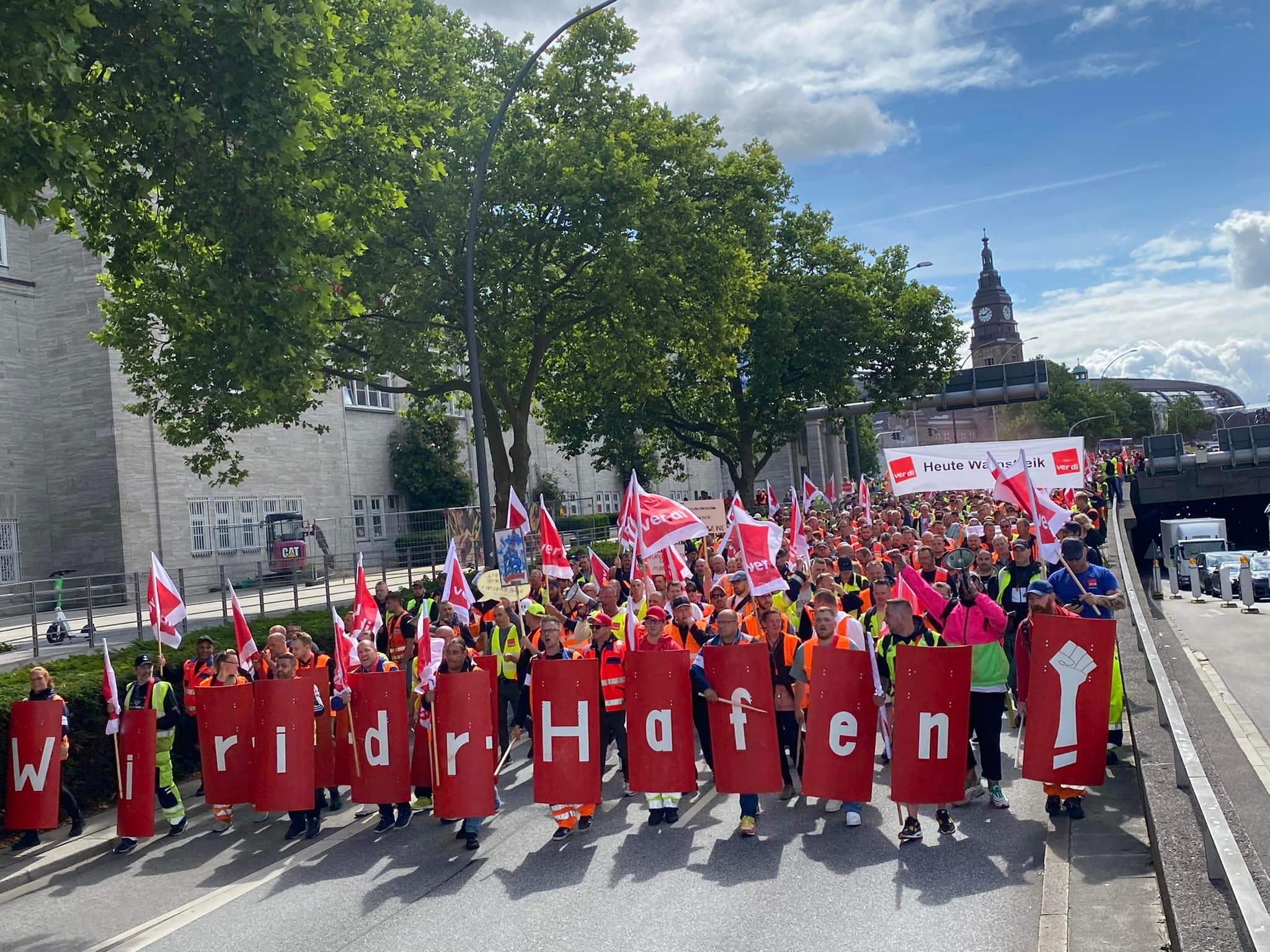 Streikdemonstration der Hafenarbeiter am 14. und 15. Juli in Hamburg